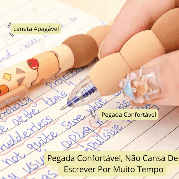 Kit Caneta Premium Apagável Capivara Capivibes 4 UND - IMPORTADO - BLISTER