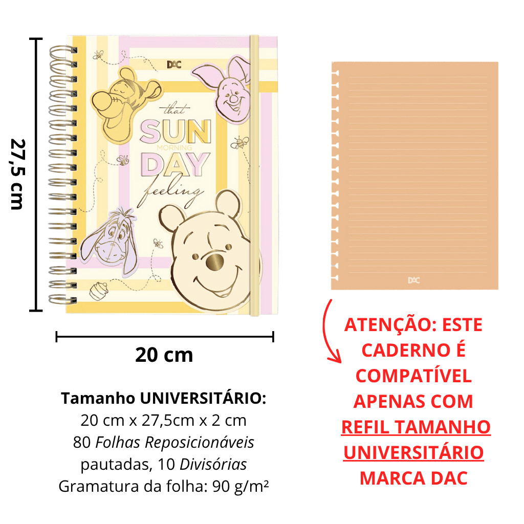 Caderno Smart Universitário 10 Divisórias Ursinho Pooh 80 fls - DAC
