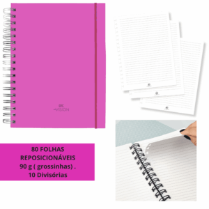 Caderno Smart Universitário 10 Divisórias Rosa 80 fls - DAC