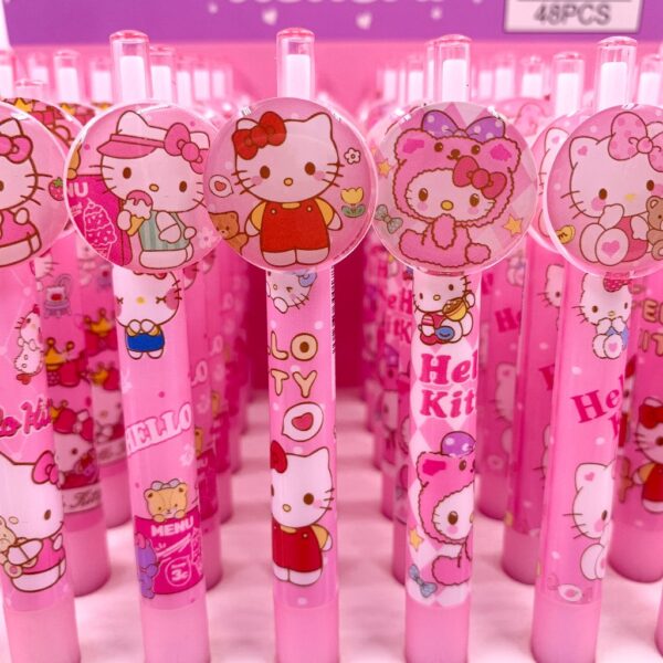 Caneta Clic Esferográfica Azul Hello Kitty - Pacote 4 Und