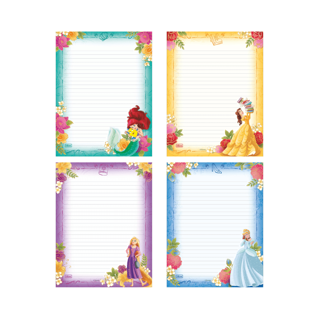 Caderno Colado Papel de Carta 50 fls PRINCESAS - TILIBRA - UND