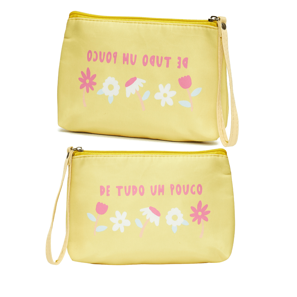 Necessaire Bolsinha de Mão Amarela DE TUDO UM POUCO 14x20cm - FLORIE - UND