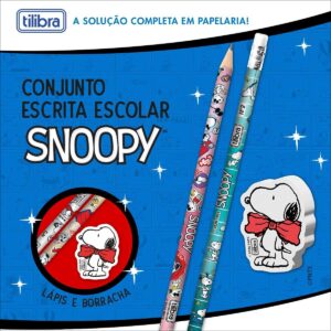 Kit Escolar 3 Peças Snoopy - TILIBRA - BLISTER