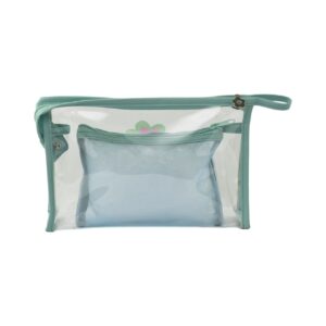 Kit Necessaire Transparente c/ Bolsa Interna Verde "ESPALHE BOAS ENERGIAS!" 26x6x17cm - FLORIE - UND