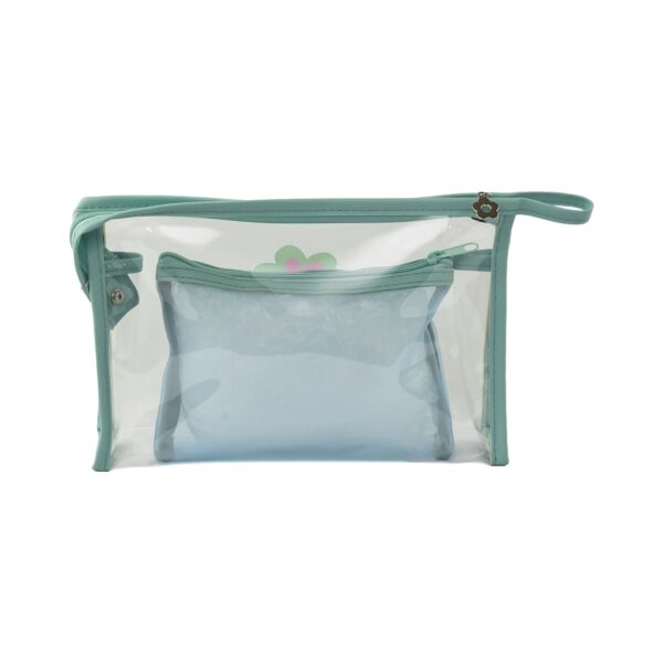 Kit Necessaire Transparente c/ Bolsa Interna Verde "ESPALHE BOAS ENERGIAS!" 26x6x17cm - FLORIE - UND