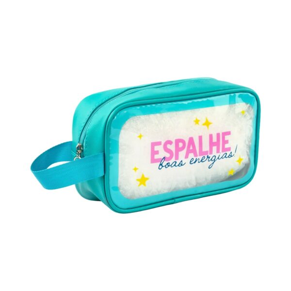 Necessaire Transparente Verde "ESPALHE BOAS ENERGIAS" 23x7x13cm - FLORIE - UND
