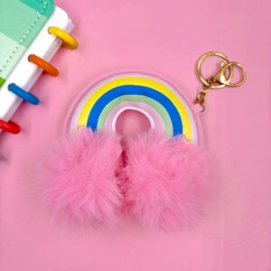 Chaveiro Premium Arco iris Pompom - Pacote 3 Und