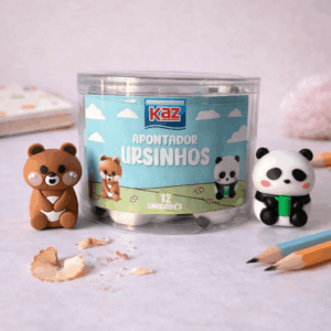 Apontador Emborrachado Ursinho e Panda - KAZ - POTE 12 UND