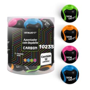 Apontador Bola c/ Depósito Carbon Line Leo e Leo - Kit 4 Und