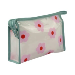 Necessaire Dia a Dia Transparente Verde Flores 26x6x16cm - FLORIE - UND