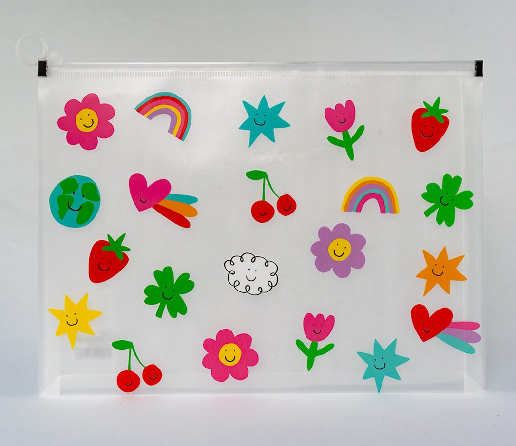 Pasta Plástica Zip A4  Desenhos Felizes 25x33cm - FLORIE - UND