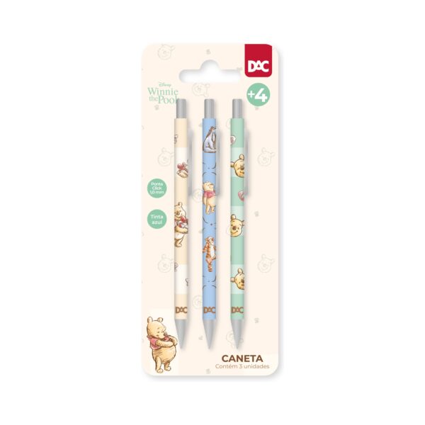 Kit Caneta Esferográfica 3 Cores Ursinho Pooh - DAC