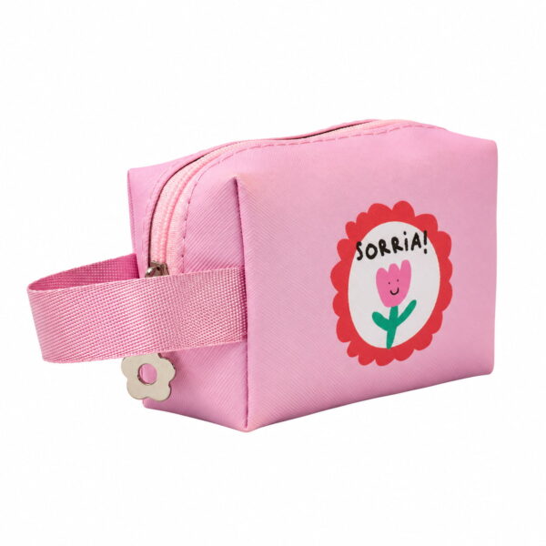 Bolsinha Porta-Moedas Rosa "SORRIA!" 10x5x7,5cm - FLORIE - UND