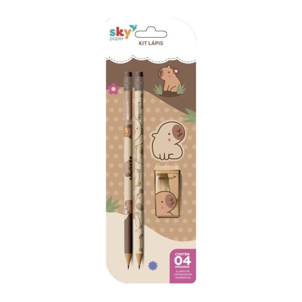 Kit Escolar 4 Peças Capivara - SKYPAPER - BLISTER