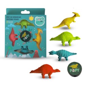 Kit Borracha c/ Apontador 5 Peças Dinossauro Power FOFY - BLISTER