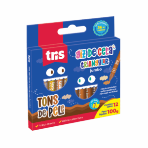 Giz De Cera Jumbo Triangular Tons de Pele 12 Cores Tris