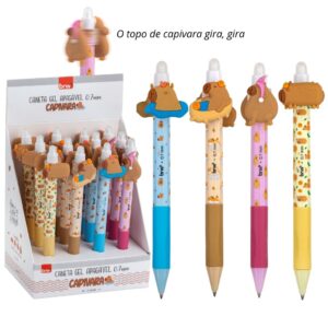 Caneta Esferográfica Gel Apagável 0.7 mm Gira-gira Capivara - BRW - CX 12 UND