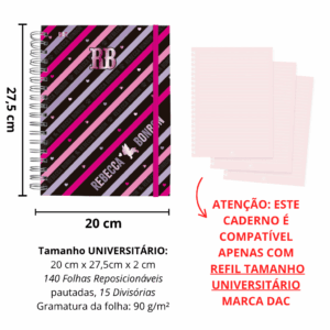 Caderno Smart Universitário 15 Divisórias Rebecca Bonbon 140 fls - DAC