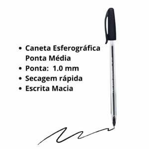 Caneta Kilométrica 100 PRETA 1.0mm - PAPER MATE - CX 50 UND