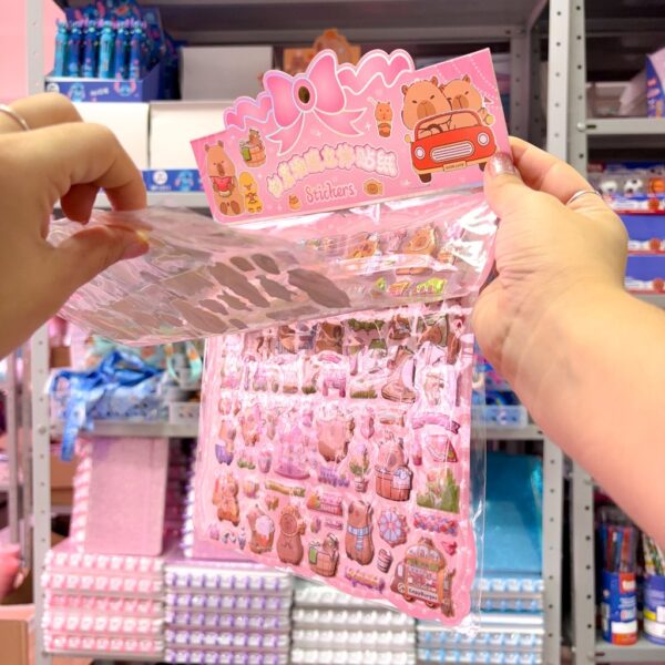 Cartela de Adesivos 3D Capivara G - PACOTE c/ 2 Cartelões