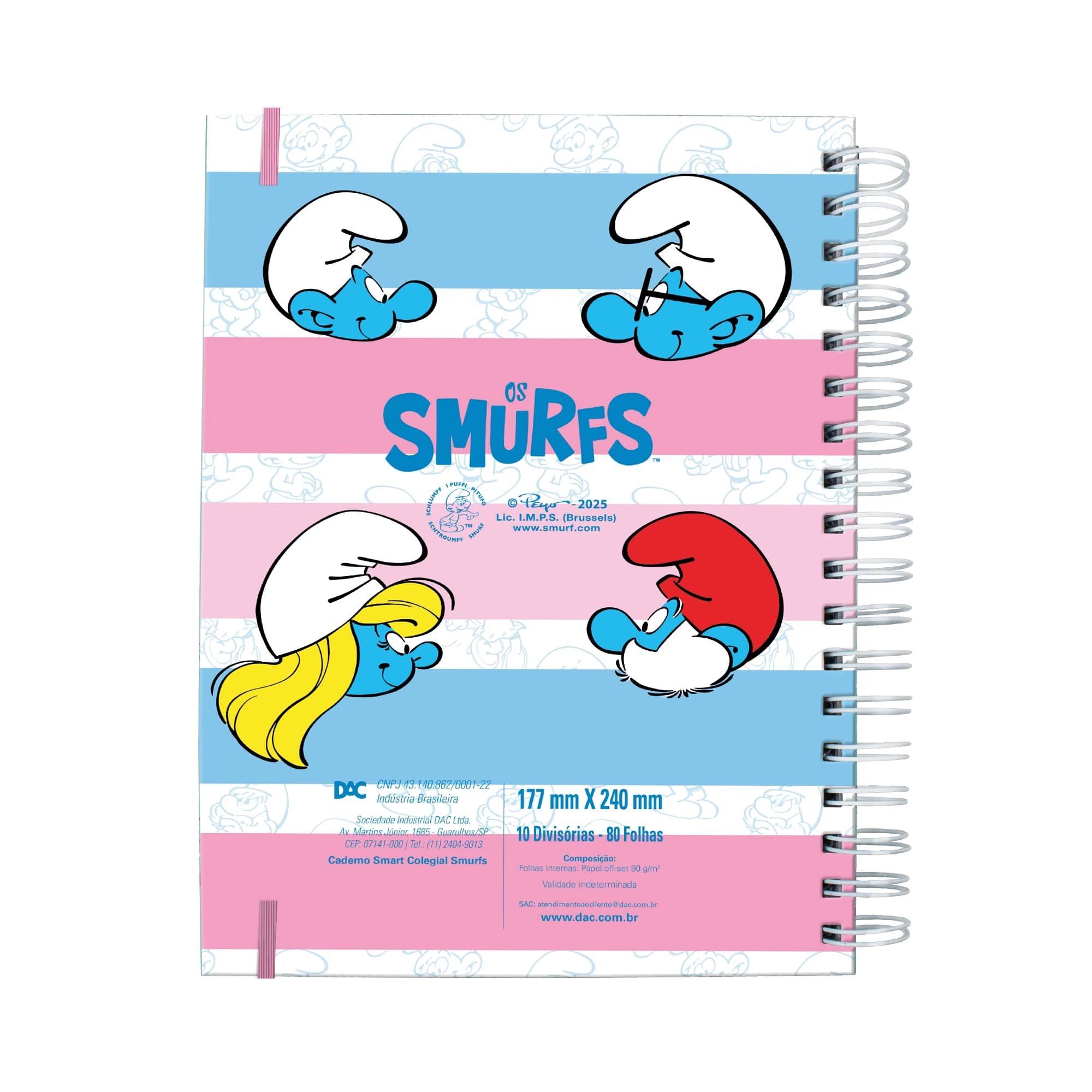 Caderno Smart Colegial Smurfes 80 fls - DAC