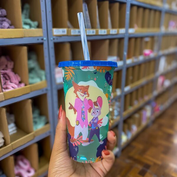 Copo Zootopia Nick e Judy c/ Canudo 500ml - PLASÚTIL - UND