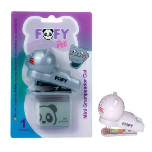 Mini Grampeador Cat + cx grampo - FOFY - BLISTER 1 UND