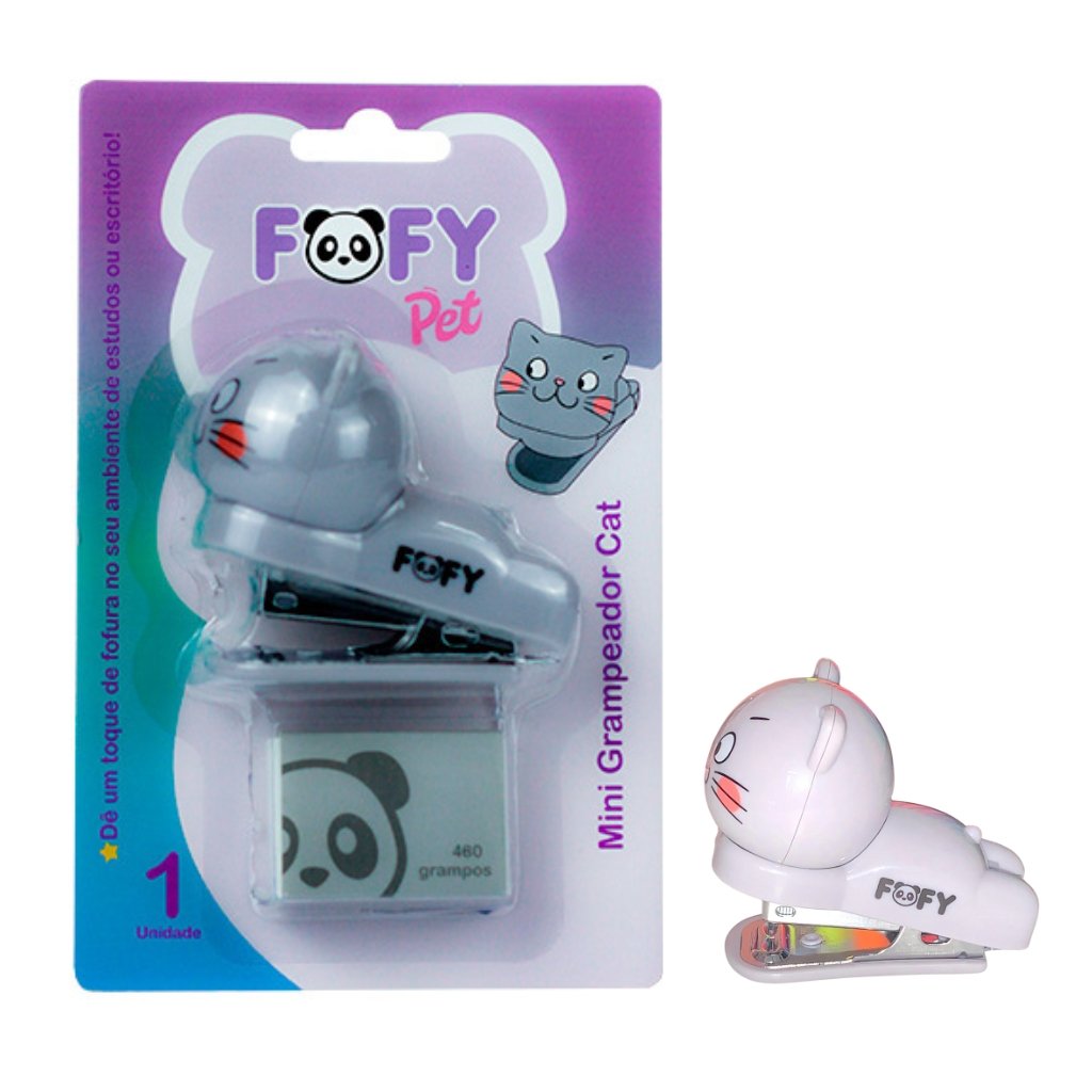 Mini Grampeador Cat + cx grampo - FOFY - BLISTER 1 UND