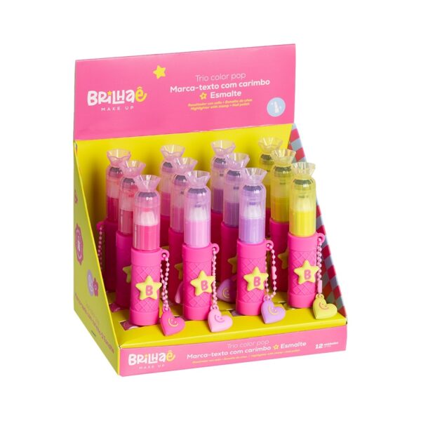 Make Marca Texto c/ Carimbo + Esmalte Trio Color Pop - BRILHAE - UND