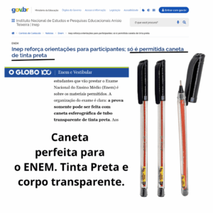 Caneta Esferográfica Transparente PRETA 0.7 mm Record - ROKE - CX 50 UND