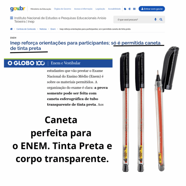 Caneta Esferográfica Transparente PRETA 0.7 mm Record - ROKE - CX 50 UND