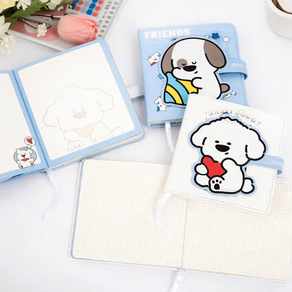 Mini Caderno LUXO c/ Fechamento Happy Doggy - IMPORTADO - UND