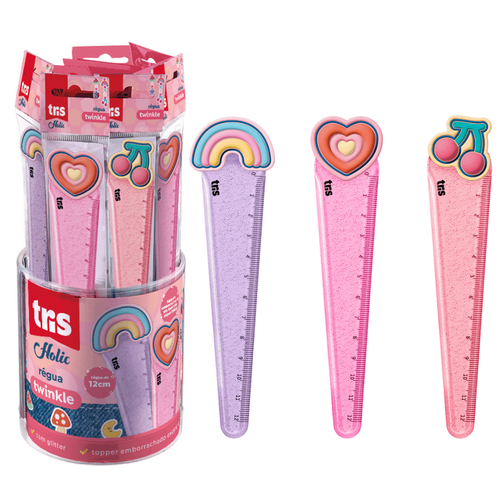 Régua Plástica Topper Twinkle Holic Charm 12cm - TRIS - POTE 24 UND