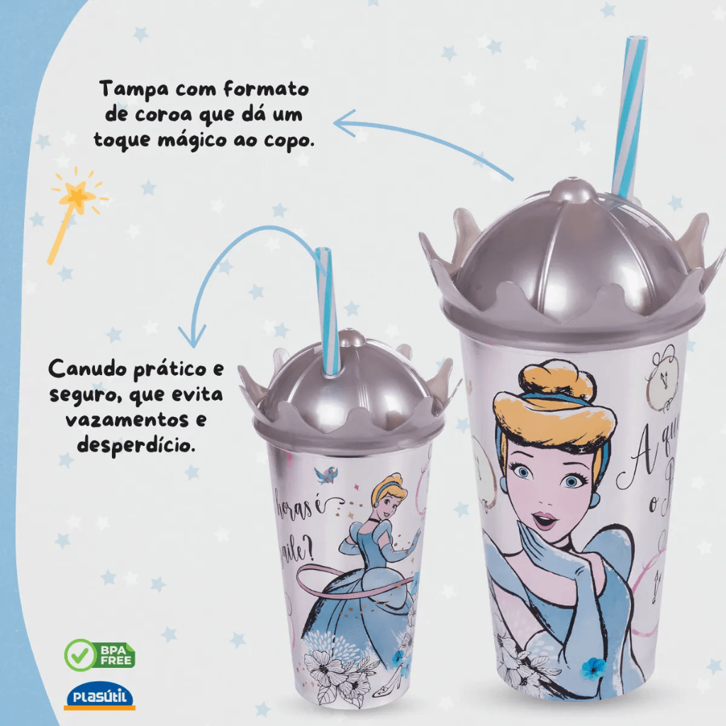 Copo Coroa Cinderela 500 ml - PLASÚTIL - UND
