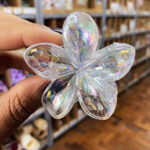 Presilha Piranha Flor TRANSPARENTE  CLEO 6 cm - IMPORTADO - PACOTE 6 UND