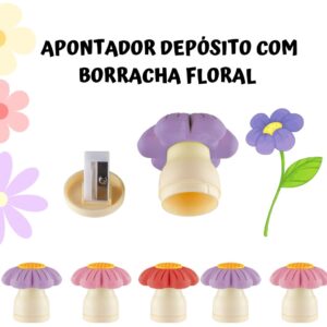 Apontador c/ Borracha Dopamina Floral TRIS