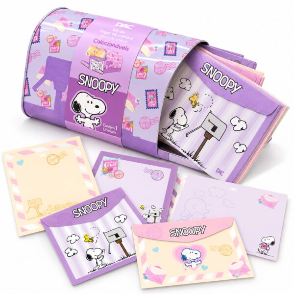 Lata Colecionável de Metal com Cartas e Envelopes Snoopy - DAC
