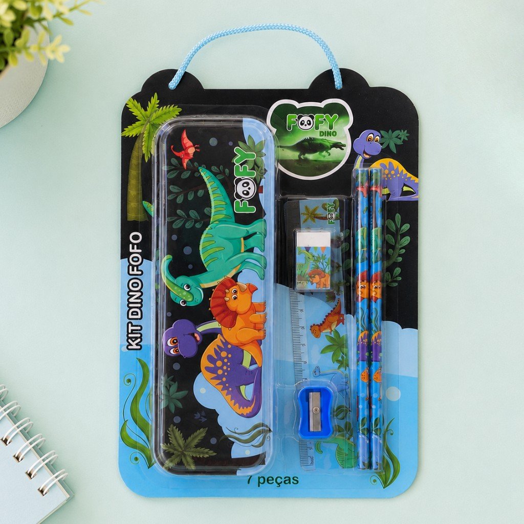 Kit Escolar Dino Fofo 6 Peças - FOFY - BLISTER
