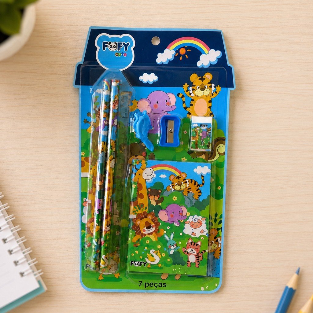 Kit Animais Felizes 7 Peças - FOFY - BLISTER