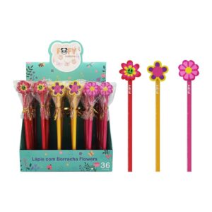 Lápis c/ Borracha Flowers FOFY - KIT 4 UND
