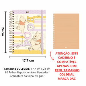 Caderno Smart Colegial Ursinho Pooh 80 fls - DAC