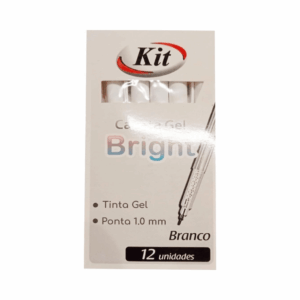 Caneta Gel 1.0 mm Branca Bright - KIT OFICIAL - CX 12 UND