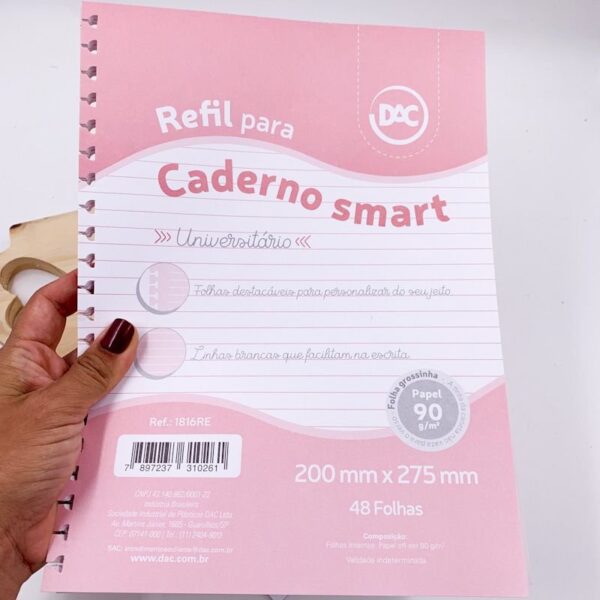 Refil Caderno Smart Universitário Rosa 48 Folhas DAC