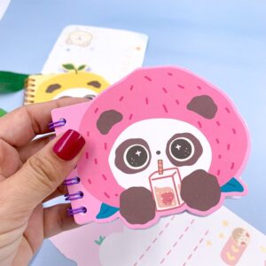 Mini Caderno Aramado Panda Frutinhas