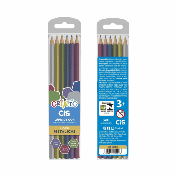 Lápis de Cor Criatic Metálico 6 Cores CIS - BLISTER