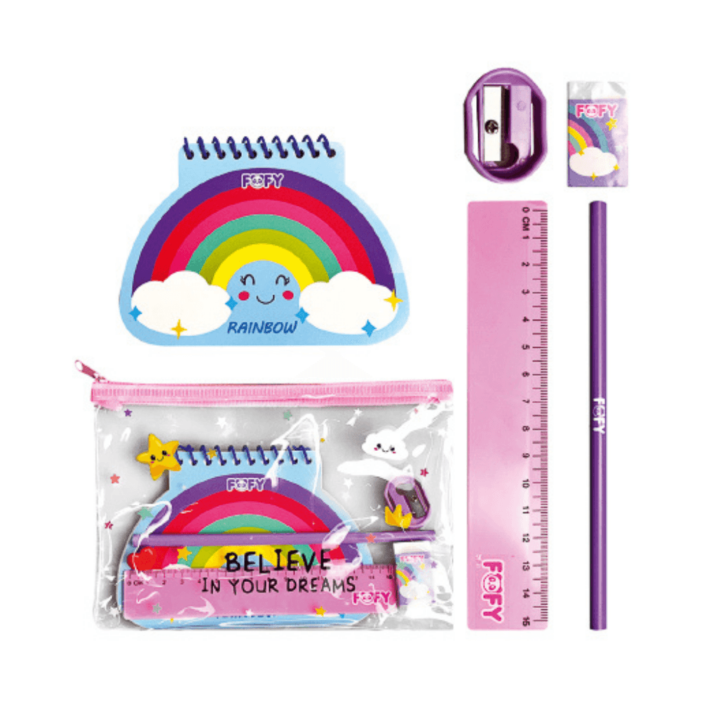 Kit Escolar Raibow 5 Peças - FOFY - UND