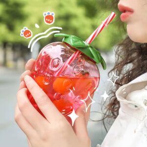 Copo Morango c/ Canudo 550 Ml