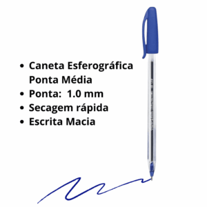 Caneta Kilométrica 100 AZUL 1.0mm - PAPER MATE - CX 50 UND