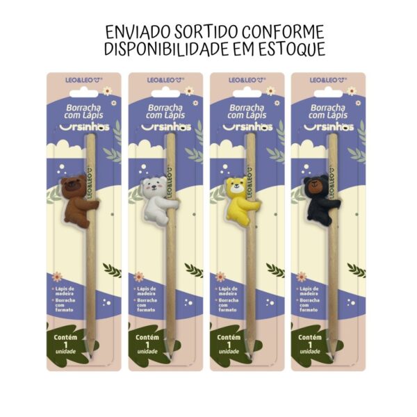 Lápis c/ Borracha Ursinhos Leo e Leo - 4 Blisters