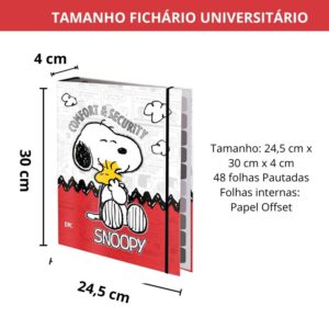 Fichário Universitário com Elástico Snoopy - DAC